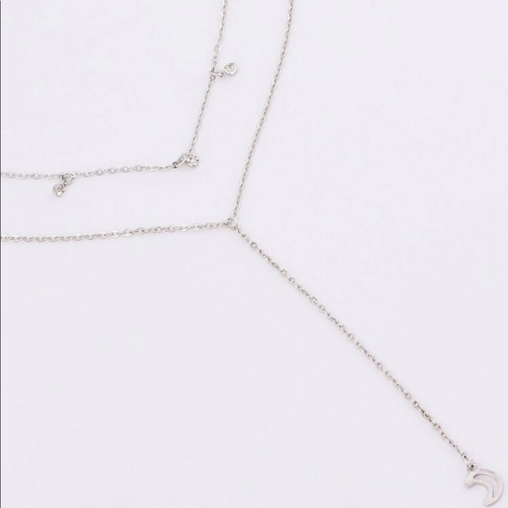 Silver Moon Necklace + Disc & Rhinestone Choker - Picture 6 of 7